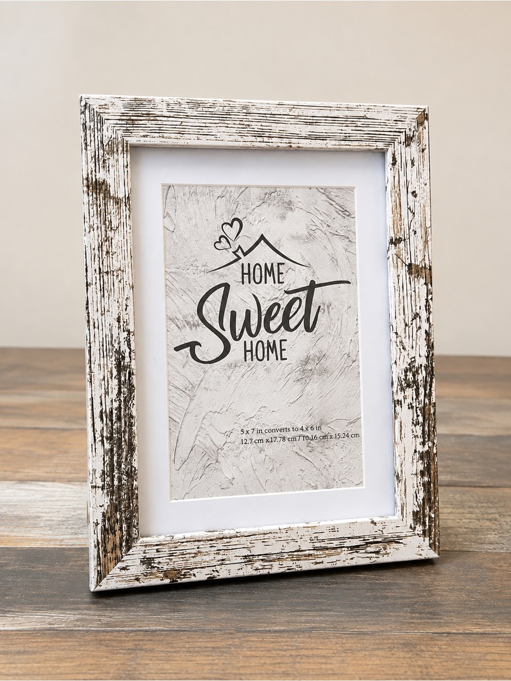 Farmhouse Rustic White & Glass 5x7 Picture Frame/ 4x6 With Mat - NWOT